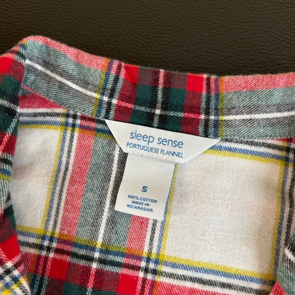Sleep Sense Flannel Pajama Top Buttonโ Up Sleepwear Red Green Womens Small NWT